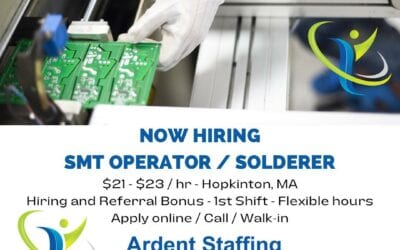 One of many great openings!! Whether you need help finding work or workers, we are here to help! Contact us today to learn more (508) 530-7212 Ardent-Staffing.com Let’s get the world back to work! #ourpassionispeople #workwiththebest #nowhiring #hireardent #newjob #manufacturing #soldering