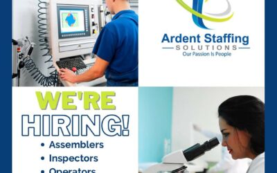 Check out our openings on the Ardent Staffing Solutions website (address in profile) for an up to date listing of all available jobs!