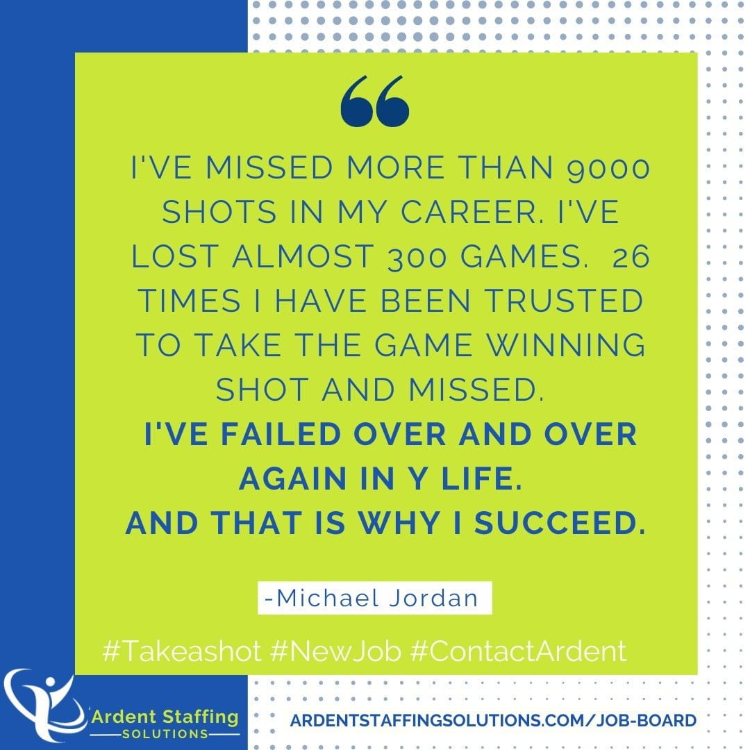 Just a little Monday motivation.
Don't sit on the sidelines. Get up and take a shot at a new position that can change your life. Ardent Staffing can help you with your job search, resume polishing, interview prep, coaching and more. All to increase your odds of landing a great new job! Contact us today (508)530-7208