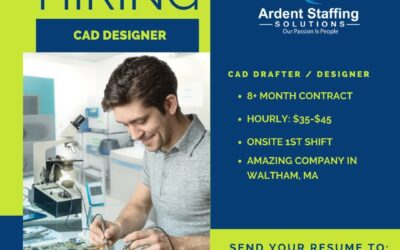 Great CAD designer opportunity with a really cool robotics company in Waltham. Contact us for more information!!