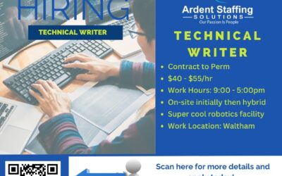 As a Technical Writer, you will focus on creating documentation for advanced Warehouse Robotics solutions. You will be instrumental in helping to build and scale the technical documentation program for internal and external customers. This is On-site full time initially – then Hybrid! Contact us for more details (508)530-7212 and ask for Sheryl.