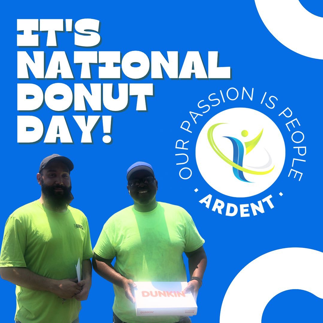 Always fun to share some love with our employees.  Here’s Davian and Louis about to enjoy some @dunkin donuts today courtesy of Ardent Staffing.