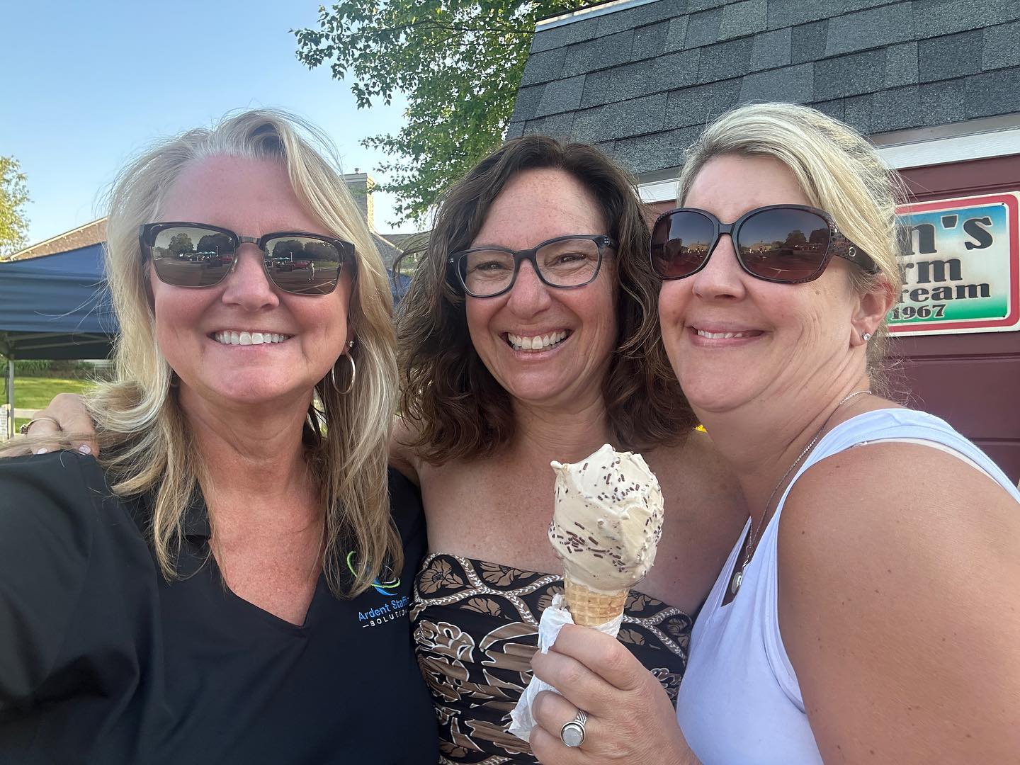 Ardent Staffing represented to enjoying a little ice cream to break the 90 degree heat.  Thank you @sue.gordon and @movewithgary and @lamacchiarealty and @uhlmansicecream