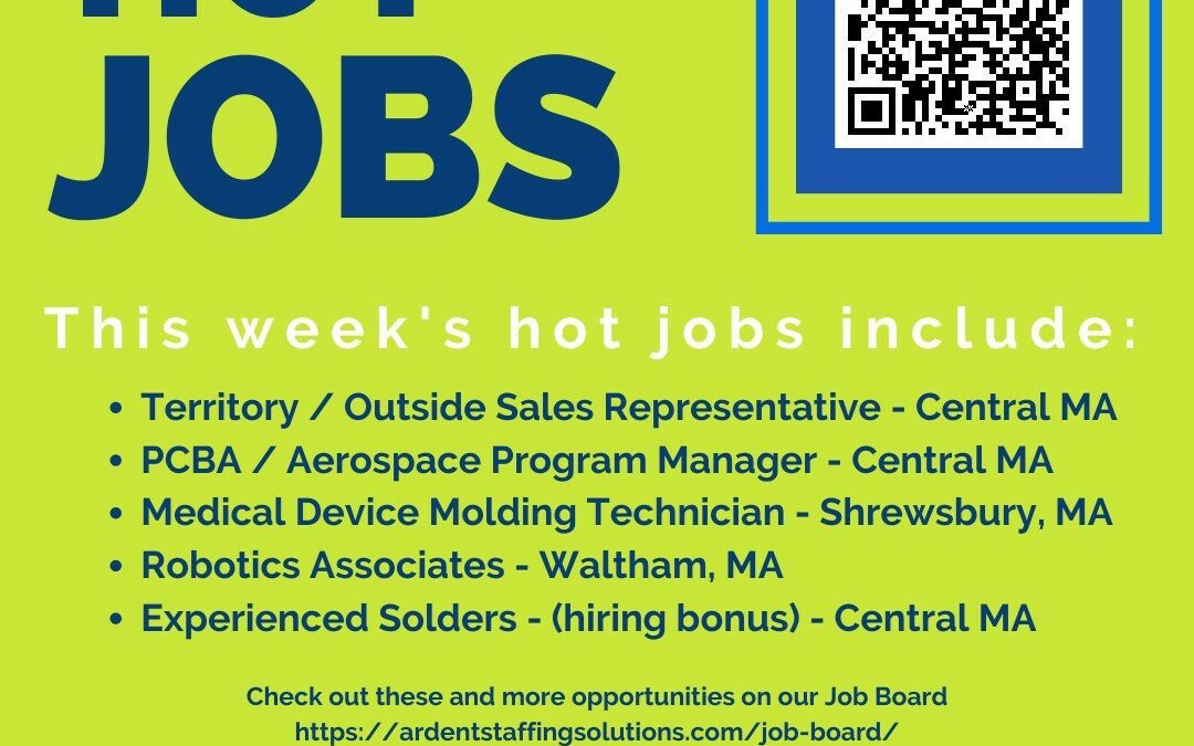 Check out this week's hot jobs and so many more opportunities on our job board or just give us a call and ask to speak to one of our awesome recruiters!!