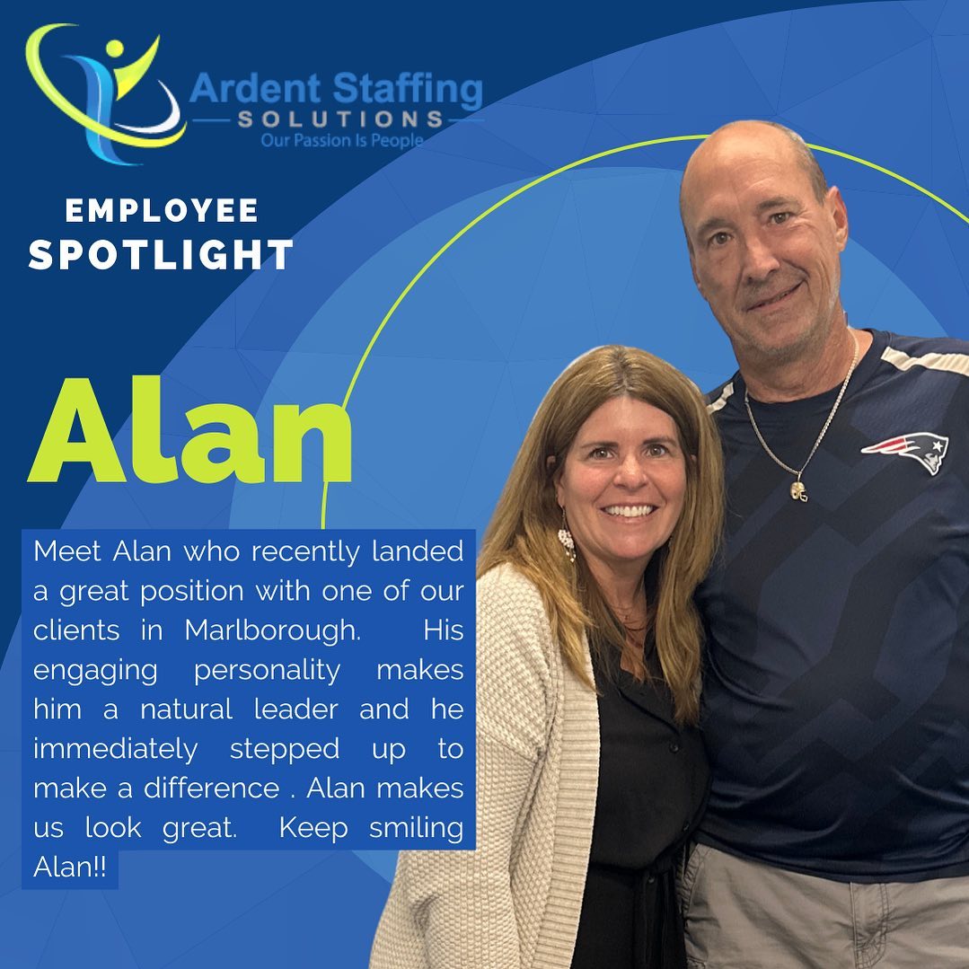 Our Employee Spotlight this week is focused on Alan! Our recruiter Kerry matched Alan with a perfect job and the rest is history.  If you need help with your job search, contact us today!! You could be our next Employee Spotlight