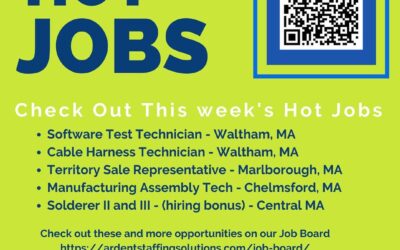 Here are some of this week’s hot jobs!  Scan to see more great openings   Like and follow us to keep current on Ardent Staffing news!  #ardentblog #ourpassionispeople #hotjobs #skilledmanufacturing #advancedmanufacturing #hrjobs