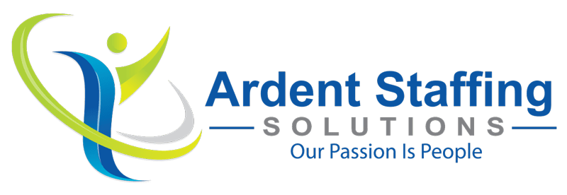 ardent staffing solutions logo with tagline: our passion is people