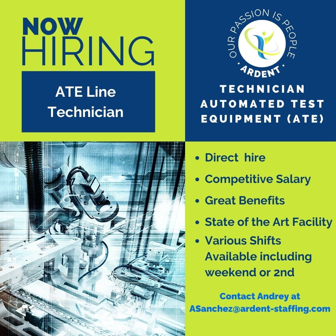 The ATE Line Tech supports Engineering and Manufacturing by testing, troubleshooting and debugging analog and digital circuitry to component level...Sound like you?
Visit our job board or call Andrey for more information (508)310-9130