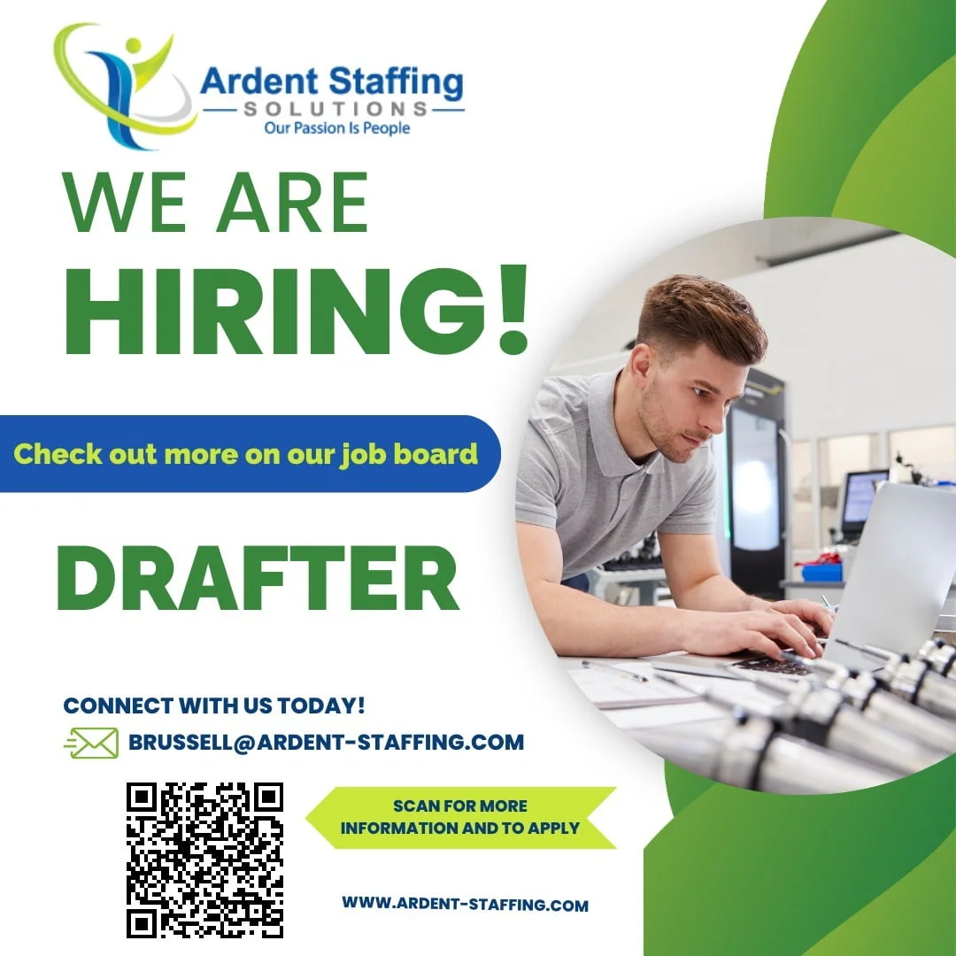 | Ardent Staffing Solutions Are you a CAD Drafter in Central MA? LET'S TALK!
Check out this exciting new opportunity - scan or go to our website for the details! Or just reach out directly to Brianna.