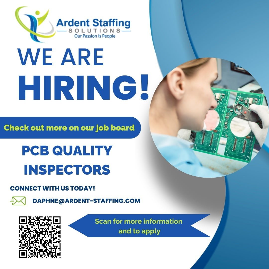 Are you an Experienced PCB Inspector?
Scan the code to learn more and apply or reach out to Daphne directly!
Thsi is a great opportunity fwith a growing company. Don't miss it!!