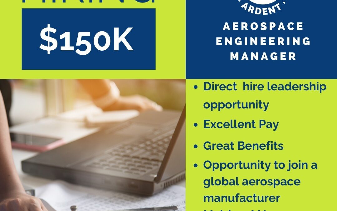 Great Direct Hire Leadership Role! If you are an Engineering Manager looking for your next opportunity contact us today. Located in Malden MA Incredible company $150K More details can be found on our website or by calling Chris Fedina at (978)377-9667! Check out this and other opportunities on our job board. #ardentblog #engineeringmanager #aerospaceengineering #Makethemove #callardent