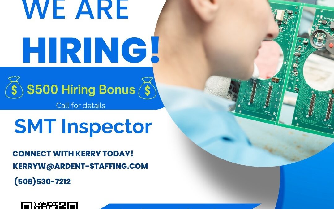 Lucky You!!  Hiring Bonus available util April 30th, 2024 for this SMT Inspector opportunity in Nashua, NH. Call Kerry to get more details!!        #ardentblog #smt #pcbinspection #ourpassionispeple