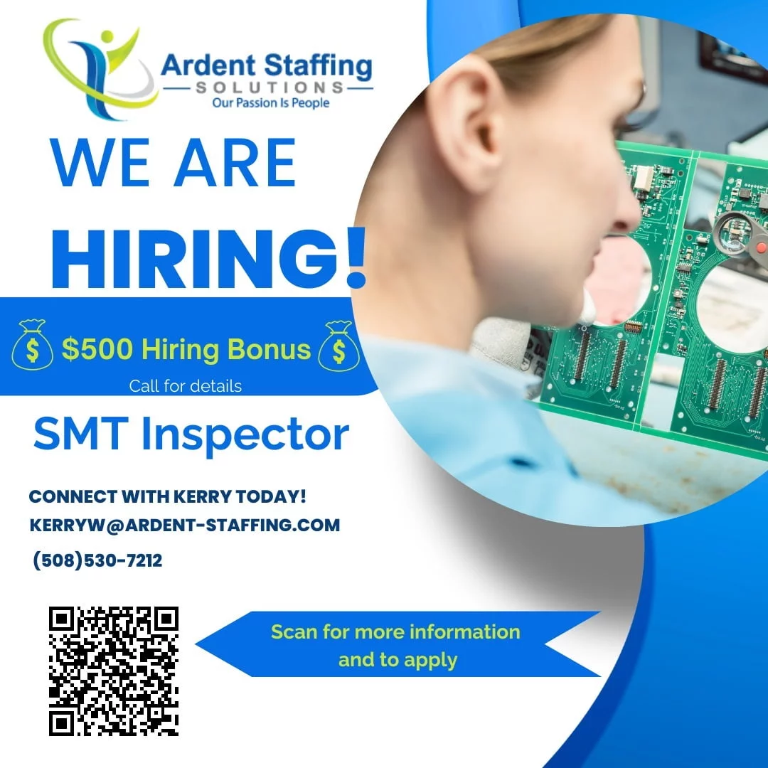 Lucky You!!  Hiring Bonus available util April 30th, 2024 for this SMT Inspector opportunity in Nashua, NH. Call Kerry to get more details!!