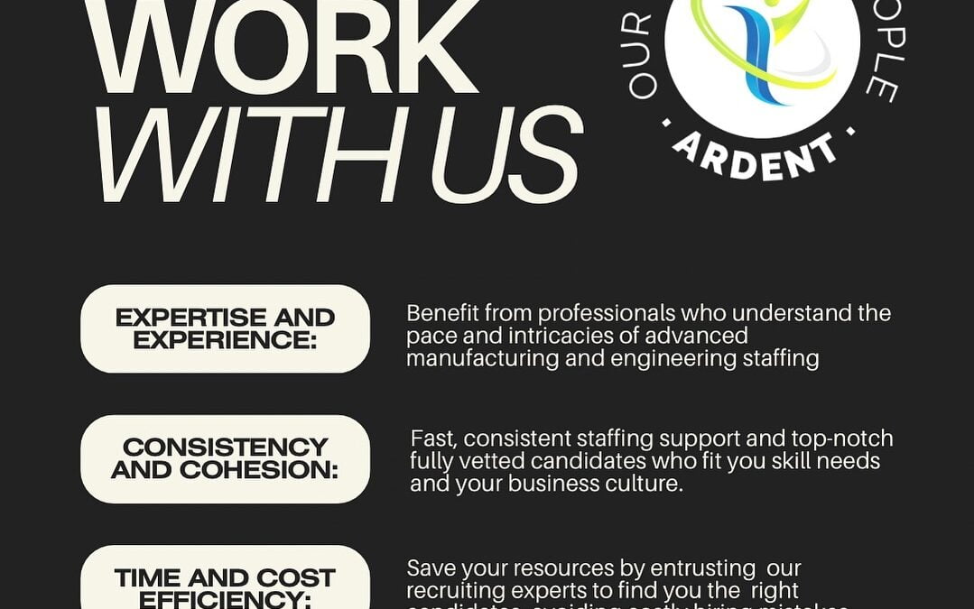 Unlock Your Business Potential with Ardent Staffing Solutions! Expertise in advanced manufacturing and engineering staffing, ensuring consistent, cohesive, and cost-efficient hiring solutions. Contact us at ateam-staffing.com or (508) 530-7209. www.ardent-staffing.com. Our passion is people.