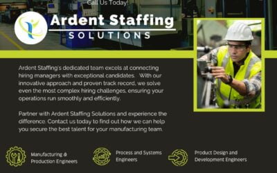 Need a Manufacturing Engineer? Look no further! Ardent Staffing Solutions excels in connecting hiring managers with top-tier talent in manufacturing, engineering, and technical fields. Partner with us and experience the difference! You have nothing to lose!  Contact us today at 508-530-7209 or ATeam@ardent-staffing.com to secure the best talent for your manufacturing needs. #Manufacturing #Engineering #StaffingSolutions #Hiring #ardentblog #TopTalent #ArdentStaffing #ManufacturingEngineers #Recruitment #TechTalent #ProductionEngineers #ProcessEngineers #QualityControl #ValidationEngineers #ProductDesign #SoftwareEngineers #DevOpsEngineers