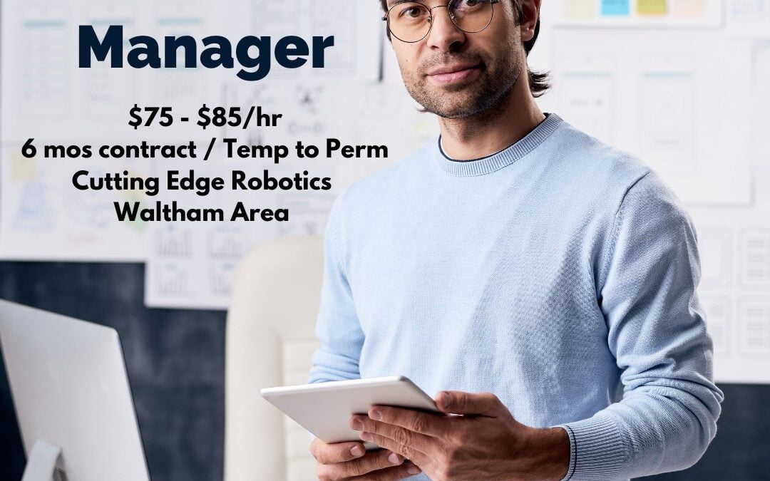 Hot Job Alert!  We're seeking a Hybrid IT Project Manager for a cutting-edge robotics project in Waltham! Earn $75-$85/hr on a 6-month contract with potential for temp-to-perm. Don't miss this exciting opportunity to lead dynamic IT solutions and drive innovation. Please Like and Share to connect this job to the perfect candidate!! Apply now!  Send your resume to: ATEAM-STAFFING.COM For more information: (508)530-7212