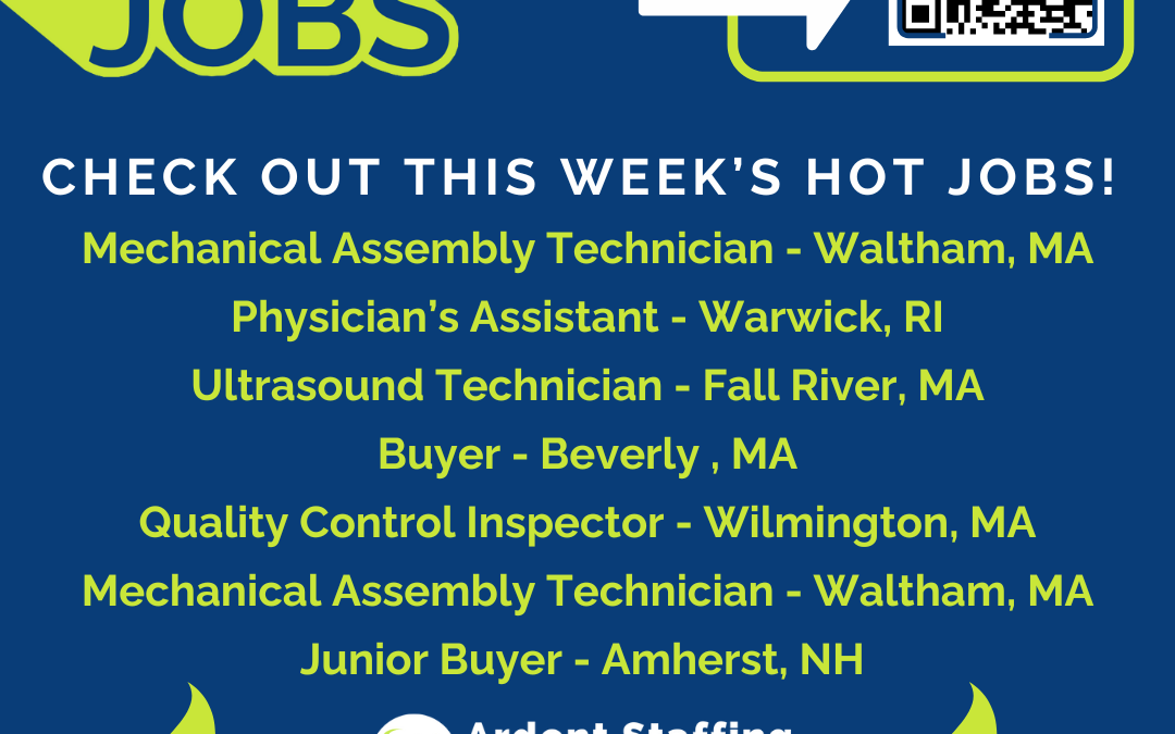 🔥HOT JOBS Alert!🔥We’ve got some sizzling opportunities this week that are waiting just for YOU! Apply now and call us today at (508) 530-7212 🔥🔥🔥🔥#ArdentStaffing #staffing #TechnicalJobs #TalkToThePros