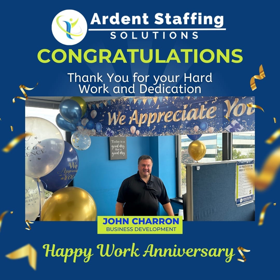 Congratulations to John Charron on your work anniversary!John brings an incredible positive energy to the office every day, and we are truly lucky to have him on our team. His drive, focus, and delightful personality make him an amazing colleague and a key part of our success. Thank you, John, for your hard work and dedication—here’s to many more years of teamwork and growth together!😀