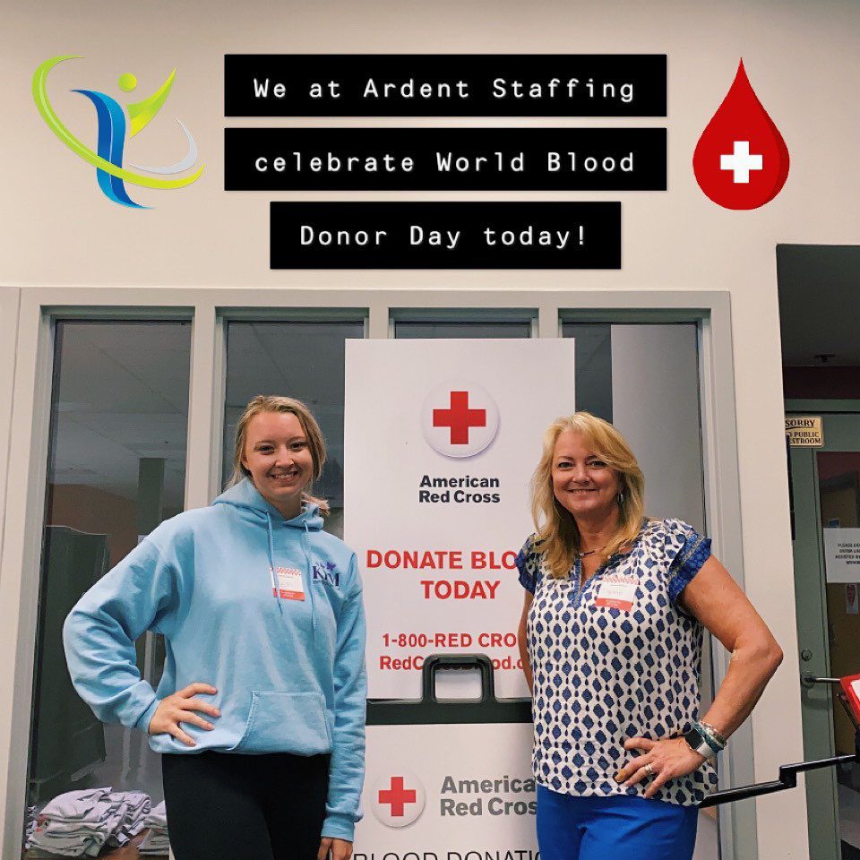 To celebrate World Blood 🩸 Donor Day, Ardent Staffing got out early to donate at the American Red Cross and give the gift of life!  Every pint is precious.