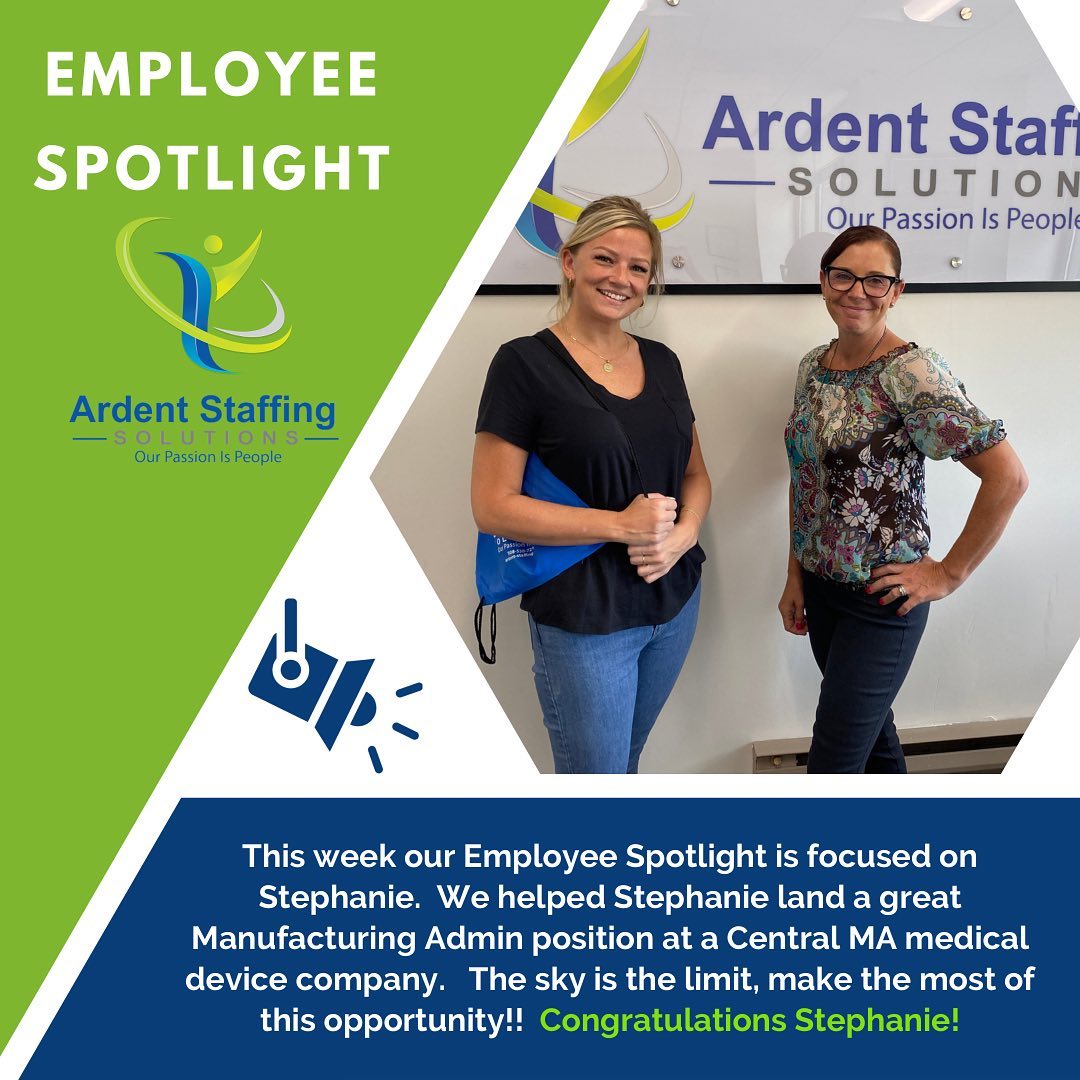 We can help you too!  We have lots of great openings - all shifts - all skill levels - great pay!! 
Check out our openings at 
ardent-staffing.com and contact us today to learn more!
(508) 530-7212. Or (413) 266-9488
Ardent-Staffing.com
Let’s get the world back to work!
