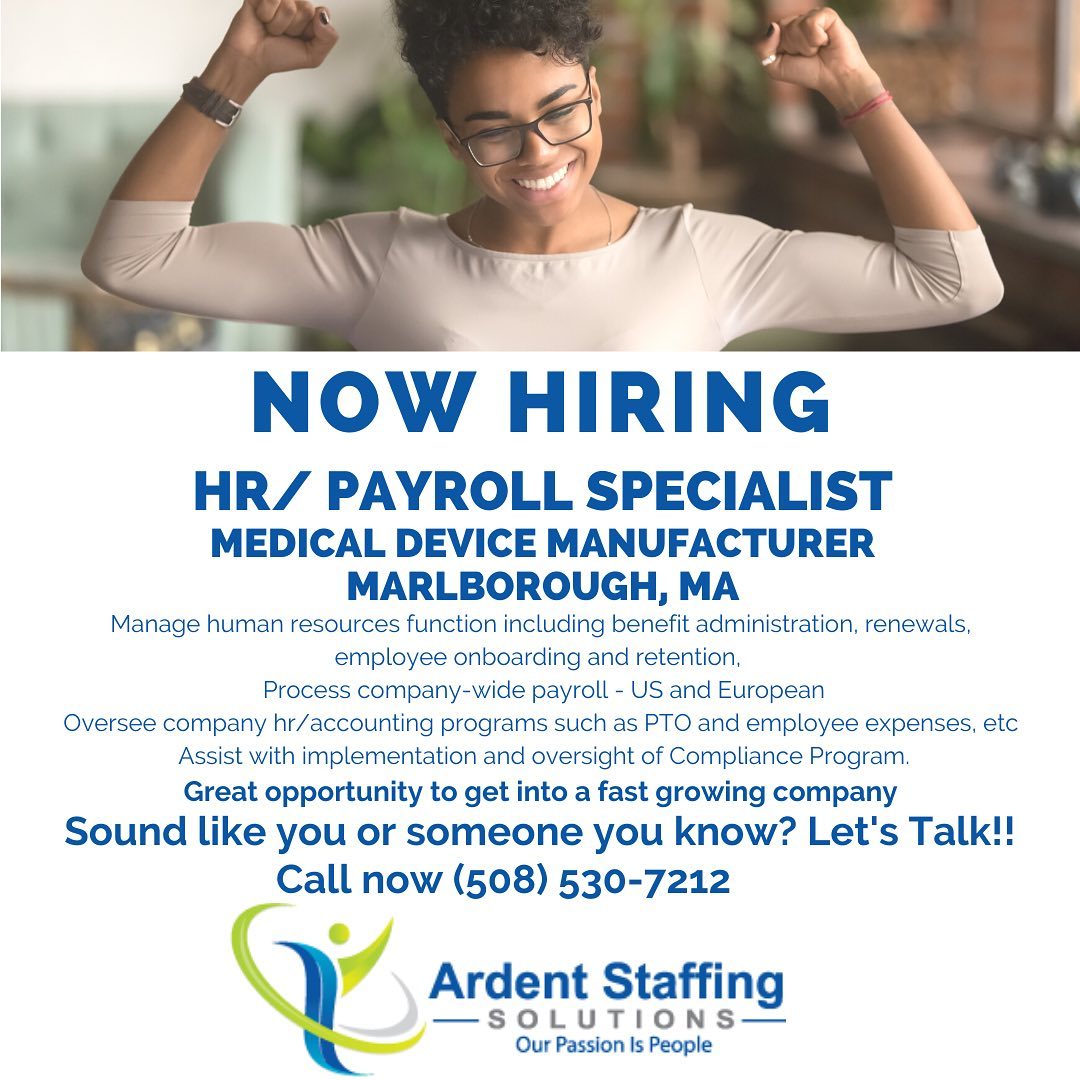 This one won’t last!! Contact us today for more information. www.ardentstaffingsolutions.com or call us now (508)530-7212