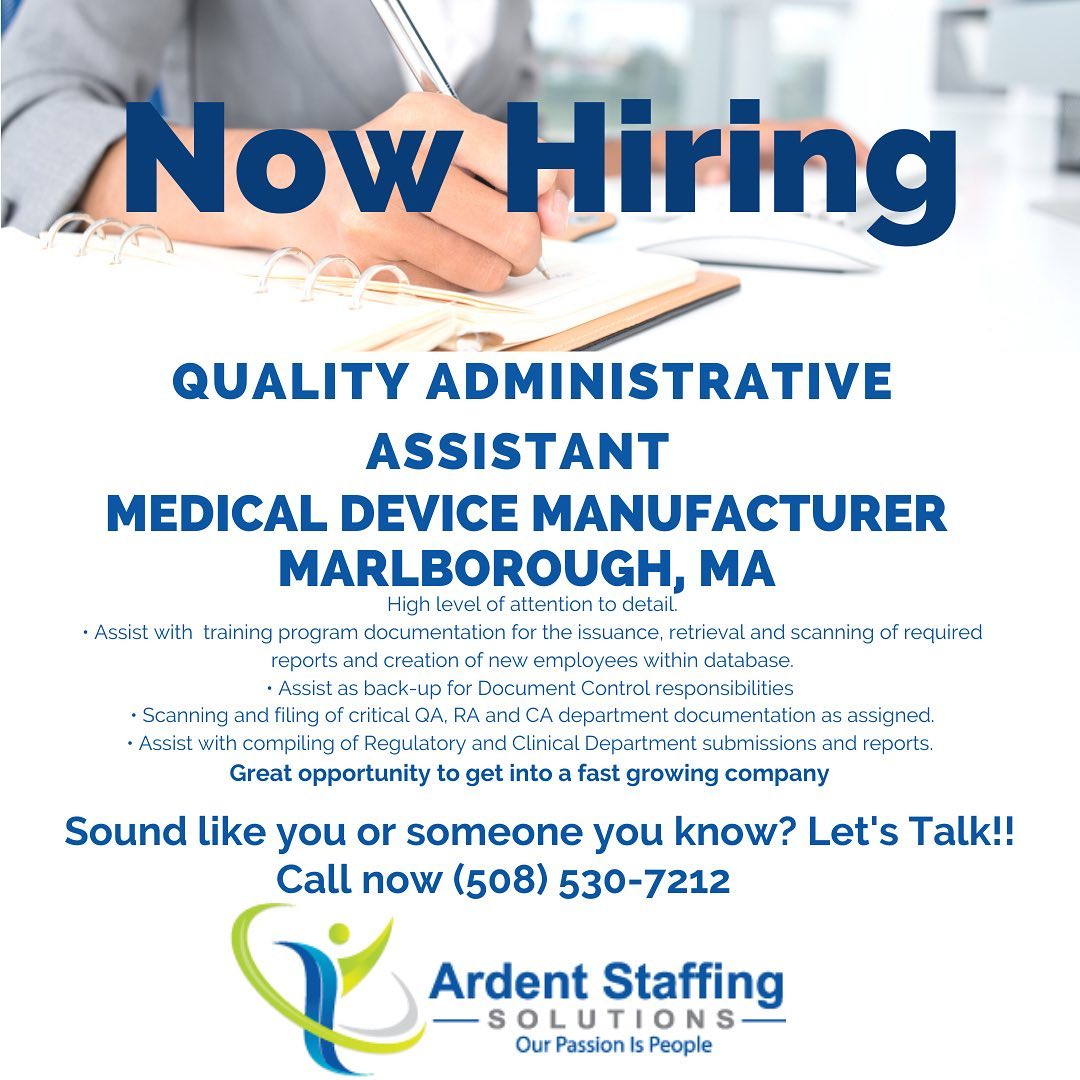Today is a great day for a new job!!! Contact us today at Ardent Staffing Solutions (508)530-7212.