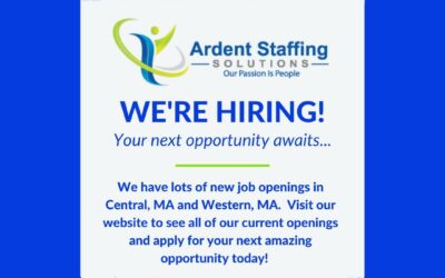 We are hiring for so many great positions in both Central and Western MA! Are you looking, or do you know someone who is? Take a moment to scroll through OUR OPENINGS link on our website: www.ardent-staffing.com to see what new opportunities await you! "OUR OPENINGS" direct link: https://ardentstaffingsolutions.com/job-board/