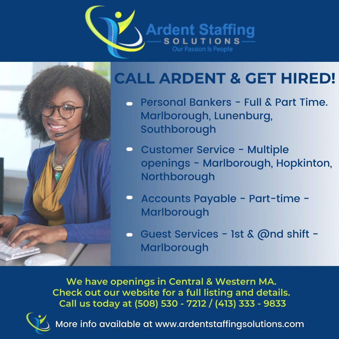 So many opportunities! Let us help you find the right one for you!! Contact Ardent Staffing today - We can help!!