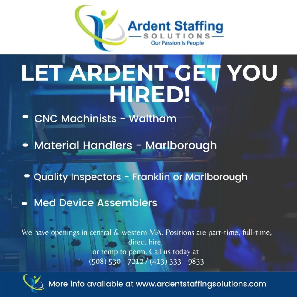 Ardent Staffing has a wide variety of manufacturing positions open and ...