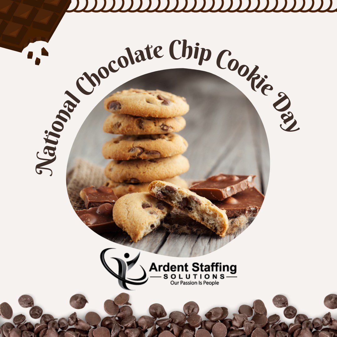 Need a reason to smile today?...It's National Chocolate Chip Cookie Day! 
 If that's not enough to put a smile on your face, come on in to an Ardent Staffing Office to find a new job! 
Holyoke - (413)333-9833
Marlborough - (508)530-7208